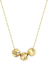 Gelin Three Beads Pendant Necklace 10K or 14K Solid Gold