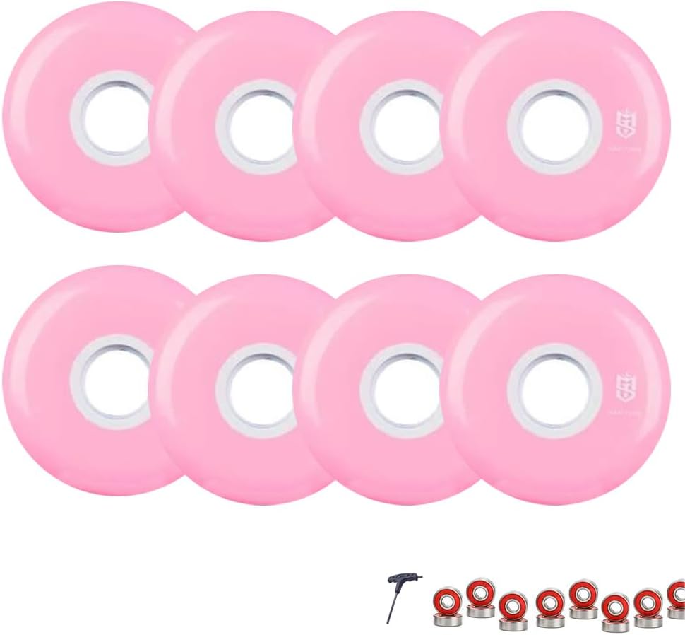8-Pack 95A Inline Wheels 72mm 76mm 80mm Inline Skate Replacement Wheels Universal Durable PU for Indoor Outdoor (Pink,72mm)