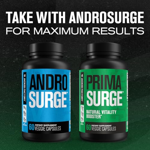 Image of Jacked Factory Testosterone Booster for Men PRIMASURGE - w /Tongkat Ali, PrimaVie, Ashwagandha - Boost Vitality, Muscle Growth & Energy | Natural Test Booster Supplement - 120 Veggie Pills