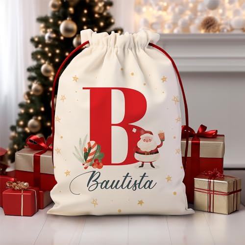 Transparent Gift Saco de Navidad Personalizado con Nombre e Inicial