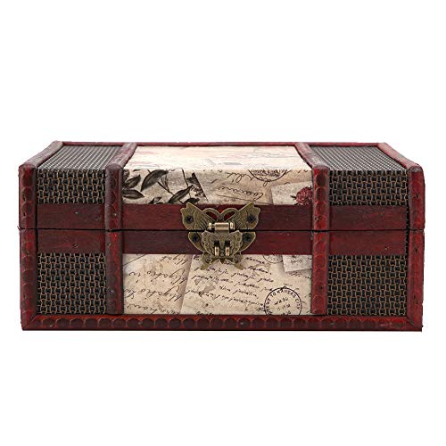Boîte de Rangement en Bois, 23 X 16 X 10cm Vintage Coffre au Trésor Antique Boîte pour Jouets et Bijoux Décoratifs Coffre de Pirate Très Approprié pour Organiser...