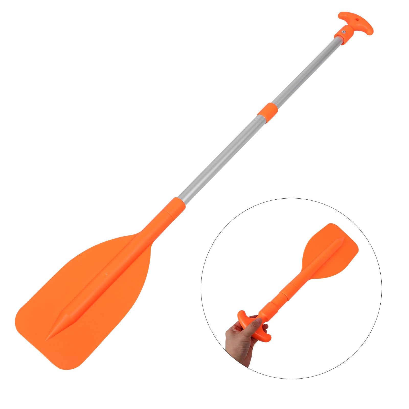 Healvian Pagaia Telescopica per Canoa Manico a T, Pagaia Pieghevole Galleggiante di Emergenza per Kayak e Piccola Barca, Regolabile e Leggera per Sport Acquatici