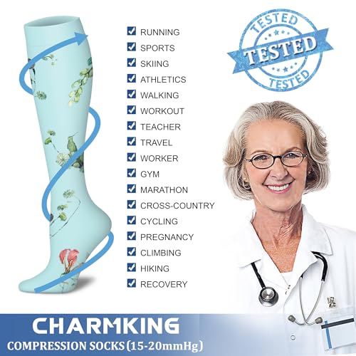 image for CHARMKING Compression Socks for Women & Men Circulation (8 Pairs) 15-2