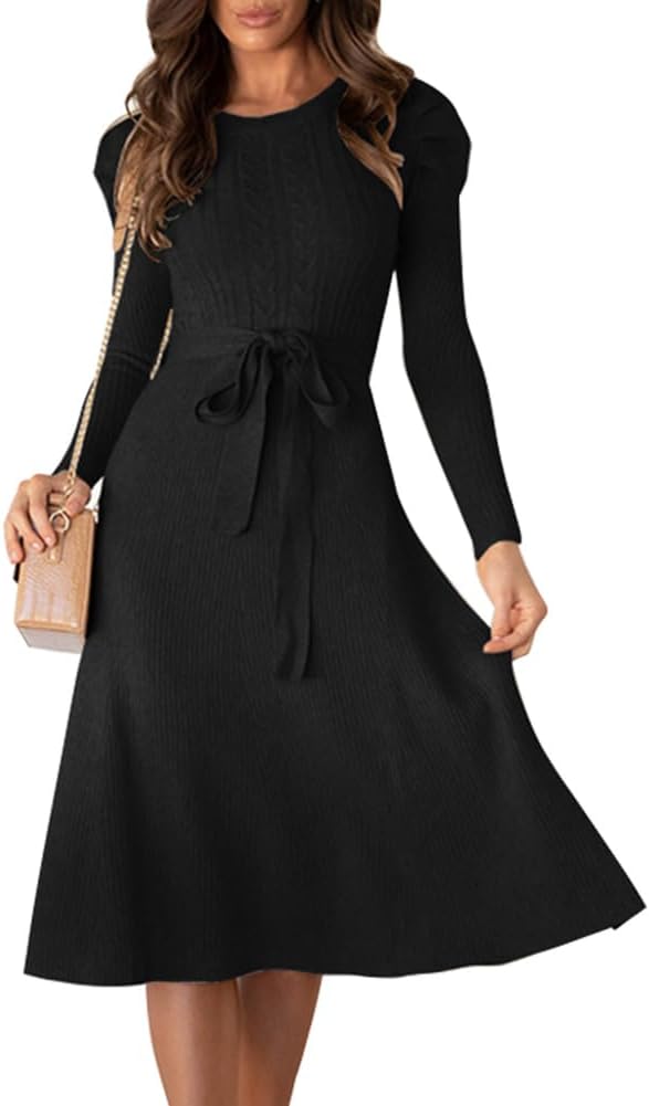 ABEWIP Women's Velvet Long Sleeve Maxi Dress Elegant Round Neck Winter A Line Fall Winter Evening Party Long Dress
