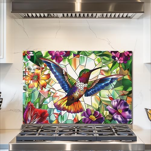 fzxwyishu Tempered Glass Kitchen Backsplash, Stove Back Top Cover...