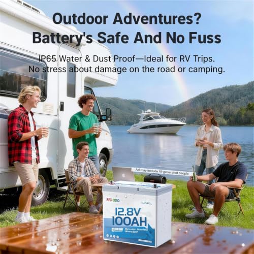 Image of Redodo 12V 100Ah Bluetooth LiFePO4 Lithium Battery, Group 22NF Ultral-Mini Size RV Deep Cycle Battery with Low Temp Protection, Smart BMS & 1280Wh for RV Camping Trolling Motor Off Grid Use 2 PACK