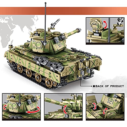 ZRY Panzer Modellbausatz, 858 Teile des WW2 Medium Panther Panzer Nr. 5 Erwachsene Hauptkampfpanzer Bausteine Kompatibel… – Bild 6