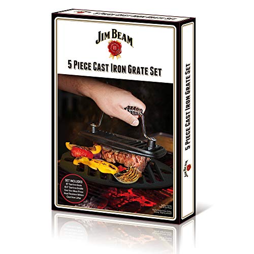 Jim Beam JB0184 5-Piece Cast Iron Grate Set, Black