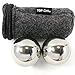 Top Chi 1 lb. 1.5 Inch Solid Stainless Steel Baoding Balls with Carry Pouch. Non-Chiming Chinese Health Balls for Hand Therapy, Exercise, and Stress Relief