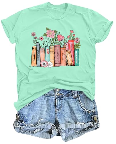 Books Shirts for Women Reading T-Shirt Book Lover Tops Funny Readers Gifts Clothes Casual Librarian Tees