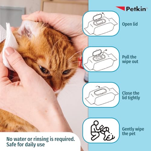 Image of Petkin Petwipes Big 'n Thick Extra Large Pet Wipes for Dogs and Cats Cleans Face, Ears, Body and Eye Area Super Convenient, Ideal for Home Or Travel-18 X 28 Cm | Big N Thick Mineral Wipes