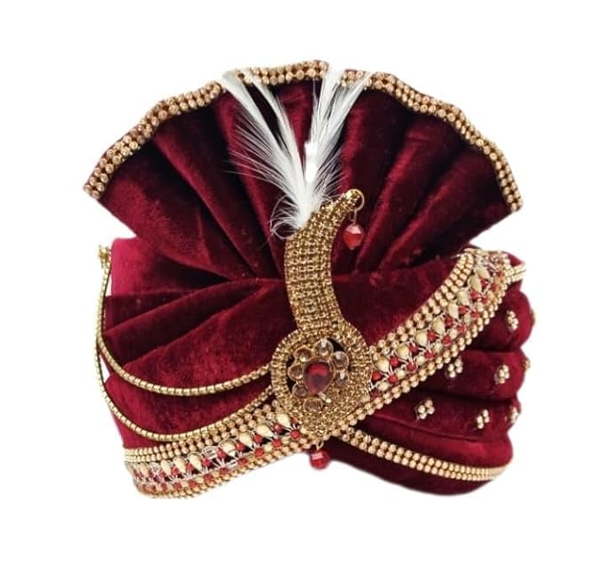 Turban Pagdi indien marron pour mariages et cérémonies