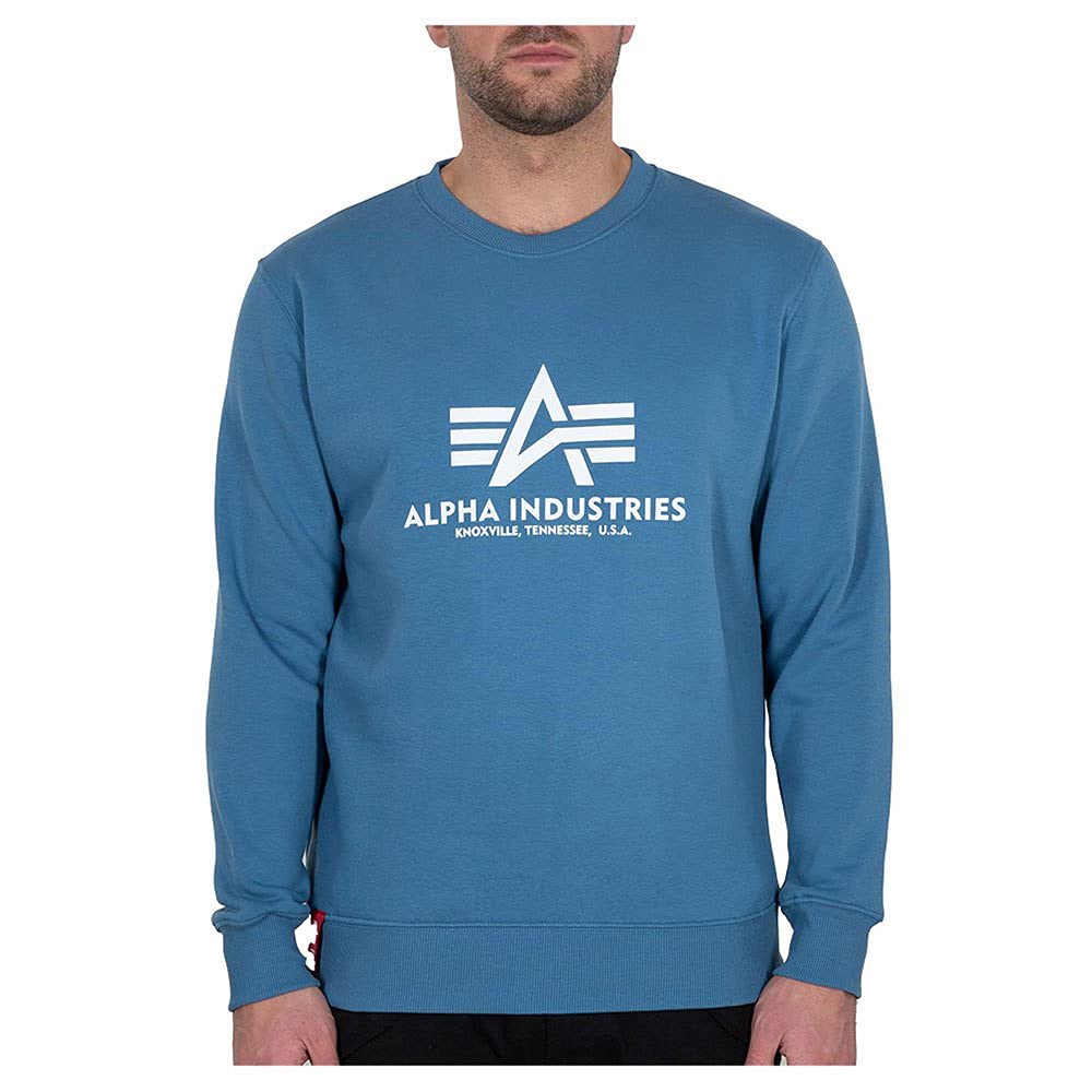 Alpha Industries Herren Basic Pullover Sweatshirt, Blickdicht, Airforce Blau, M