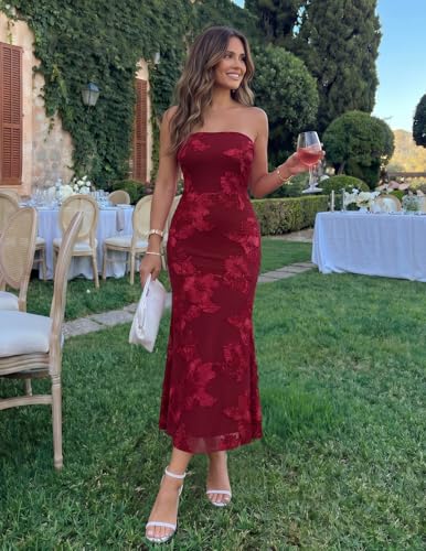 Image of MEROKEETY Women's Summer Floral Wedding Guest Cocktail Maxi Dress