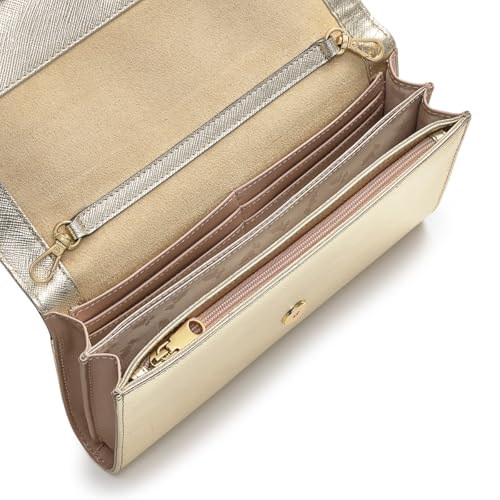 Image of RADLEY London Chancery Row Women's Mini Leather Flapover Crossbody Bag, Pale Gold