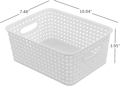 Miniatura 3 de Jekiyo Cestas de almacenamiento de plástico, contenedor organizador de despensa, 4 paquetes, F blanco