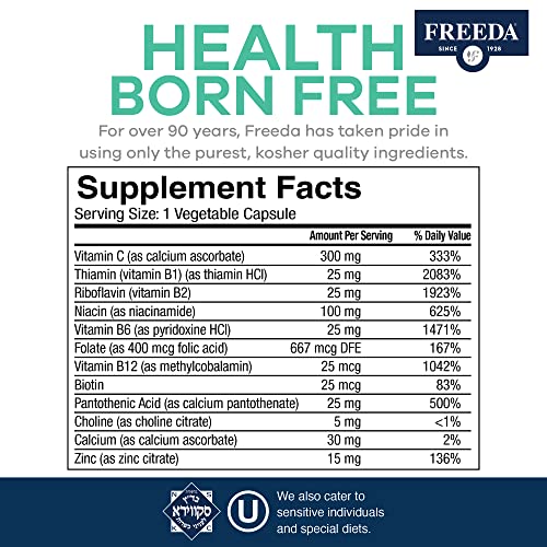 Freeda Scd B Complex With Vitamin C & Zinc - Vitamin B Complex Vitamin Supplement With Vitamin B1, Vitamin B2, Vitamin B3, Vitamin B6, Vitamin B12 - Scd Legal For Specific Carbohydrate Diet - 100 Ct #TOP2