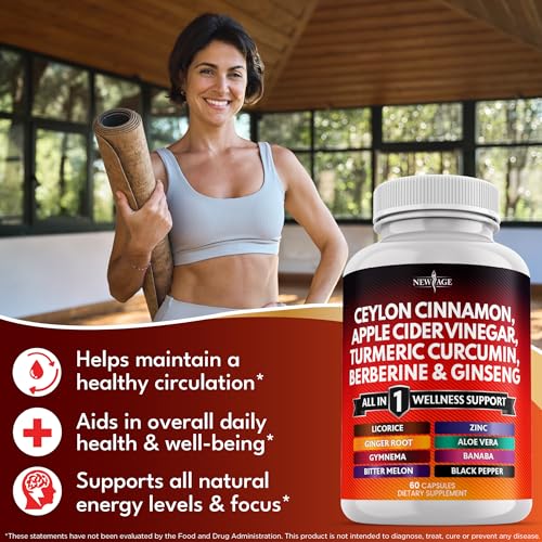 image for NEW AGE Ceylon Cinnamon, Turmeric, Apple Cider Vinegar, Ginseng, Aloe 