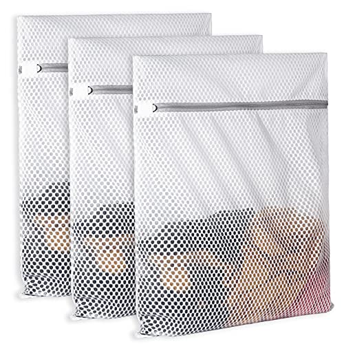 Image of SUERIV 3Pcs Durable Honeycomb Mesh Laundry Bags for Delicates 125gsm Net Fabric Durable and Reusable Delicate Wash Bag,Organization Bag for Lingerie,Sock,12 x 16 Inches(3 Medium)