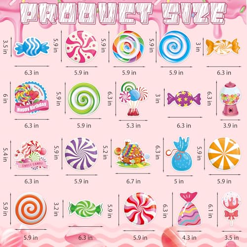 Image of 40Pcs Candy Hanging Swirls, Colorful Lollipop Hanging Swirls Ceiling Decor Candyland Party Decorations Candy Party Ceiling Streamers for Sweet Shop Baby Shower Birthday Party Decor