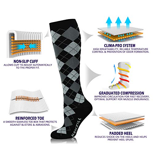 Image of NEWZILL Medical Compression Socks for Women & Men, 20-30 mmHg Knee-High Support for Circulation, All-Day Comfort for Work Travel Running Cycling and Fitness