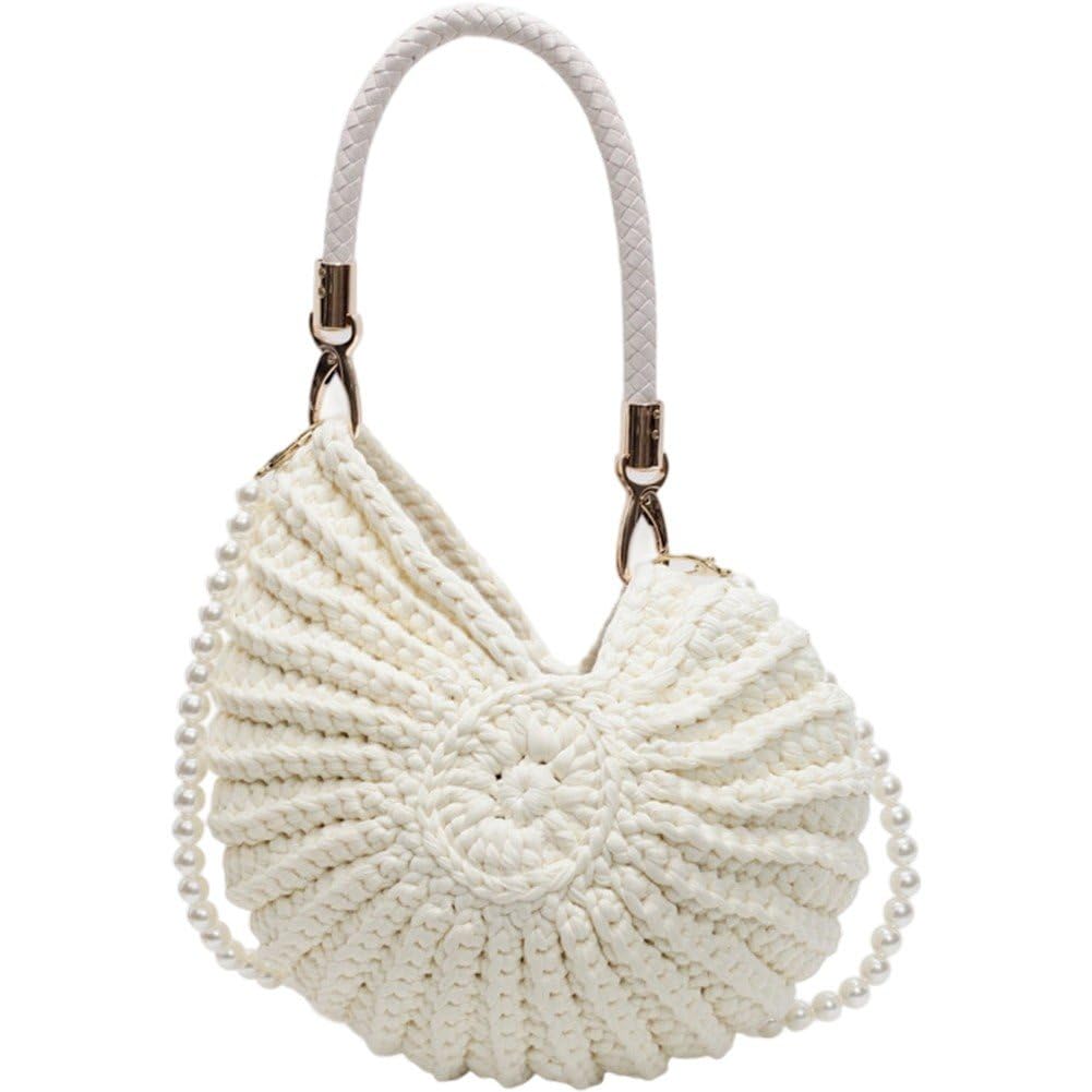 Petit sac de plage à bandoulière en coquillage et mailles de crochet délicates