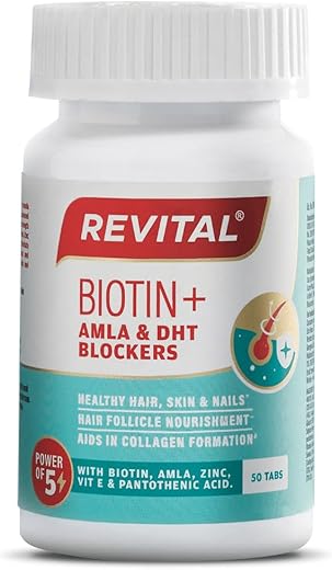 Revital Biotin+ with Amla and DHT Blockers for Hair Growth | Biotin, Amla, Zinc, Vitamin E &amp; Pantothenic Acid | Supports H