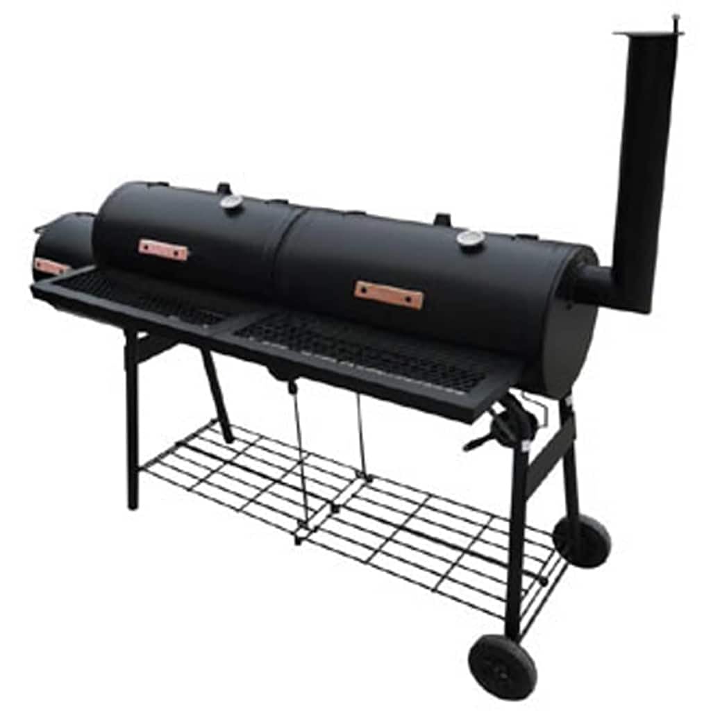 vidaXL wędzarnia grill z 2 komorami do wędzenia czarny grill kuchenny ogród