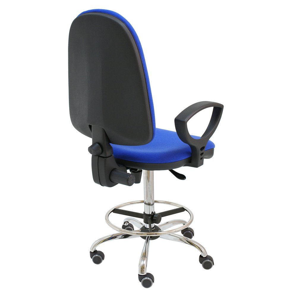 Taburete Giratorio Oficina ergonómico Torino con Brazos, Regulable en Altura y Profundidad, aro reposapiés Cromado Regulable, Base cromada con Ruedas de parquet - (Verde)