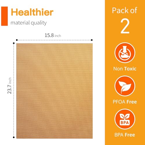 SKYBD 2 Pack Oven Liners for Bottom of Oven, Reusable - Heavy Duty Non-stick Teflon Mats 16