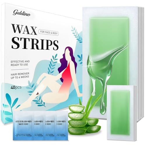 Wax Strips, 40 Pcs Wax Strips For Face & Body, Waxing Strips For Hair Removal At Home For Facial,...