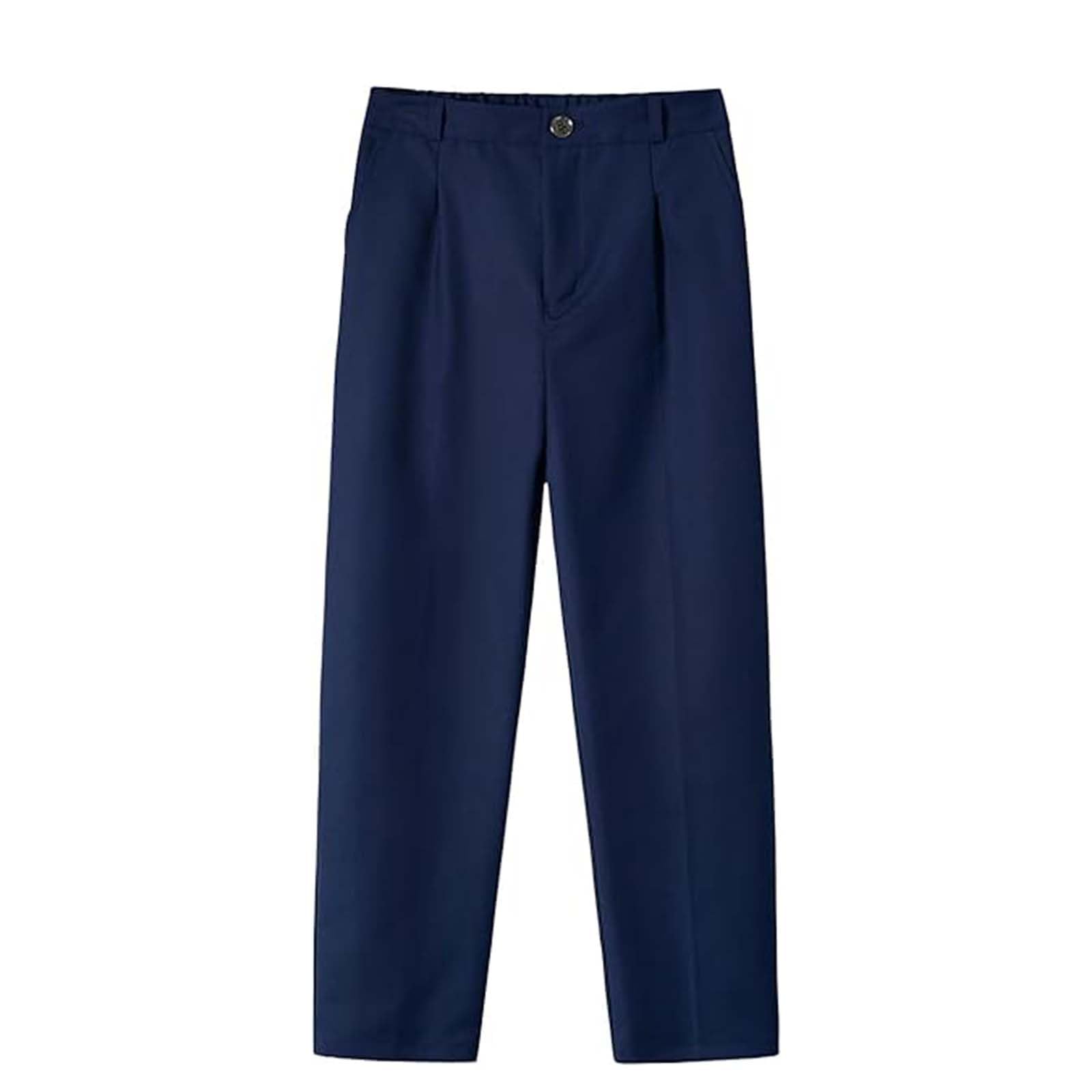 LOLANTA Pantalons School Garçons, Pantalons Habillés Cérémonies Enfants, Tenue Formelle pour École Uniforme et Fêtes, Coupe Robustes à Taille Adjustable, Marine, 12-13 Ans