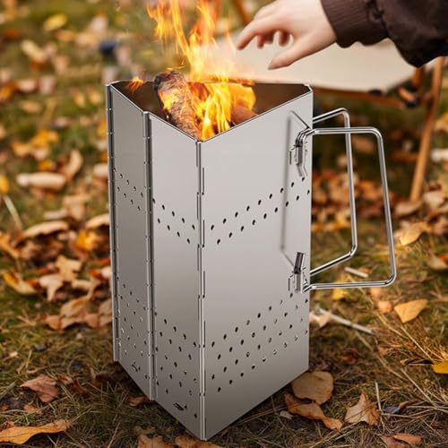 Grande stufa pieghevole abbinata, in acciaio inox, con treppiede, portatile, accessori per barbecue e barbecue all'aperto
