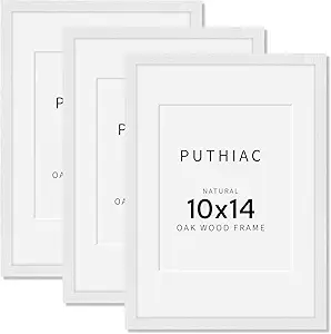 10x14 Oak Wood Picture Frame - 10"x14" Poster Frames for Wall, 10x14 Picture Frames for Wall, 10 x 14 Picture Frames, 10 x 14 Frames for Wall(3 Pack, White)