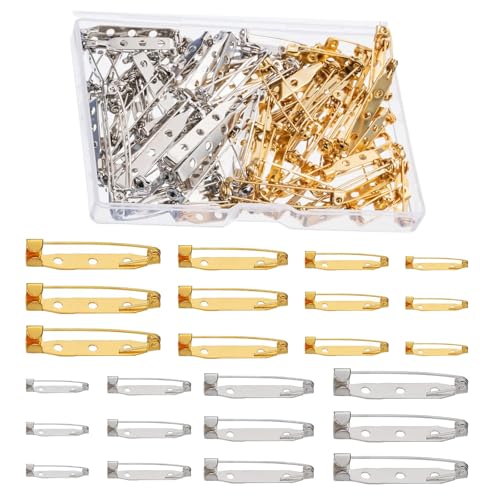HAXIHA 240 Stück Brosche Pins Sichere Verschluss spange Abzeichen Pin Sicherheitsnadeln Anstecknadeln zum Basteln Brosche Sicherheitsverschluss Schmuck Handwerk und DIY Handarbeiten 4 Größen