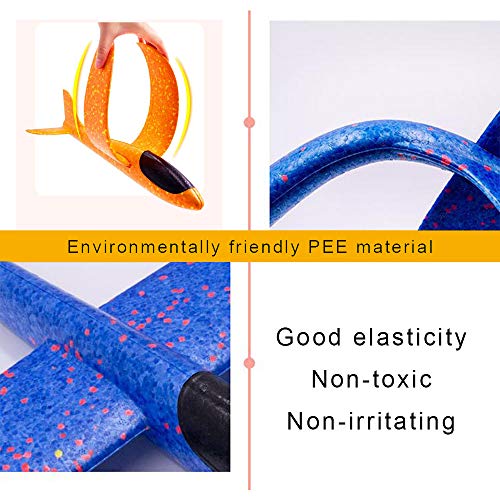 Huture 2 Stücke 15 Zoll Styroporflieger Flugzeug Kinder Flugzeug Spielzeug Outdoor Wurf Segelflugzeug Schaum Flugzeug Spielzeug Glider Blau Orange Flugzeug Geschenk für Junge Mädchen Kindergeburtstag