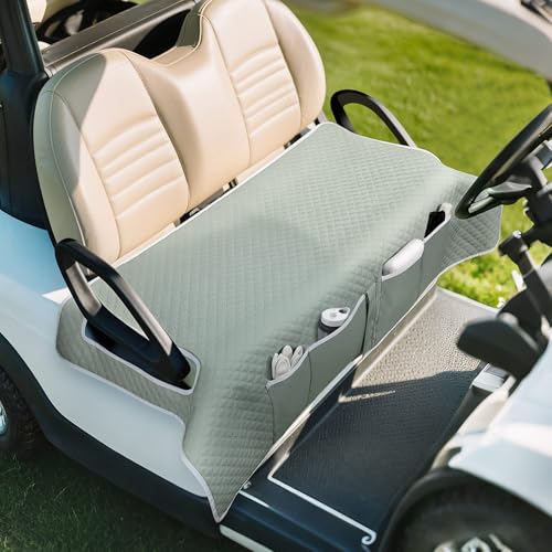 MoKo Golf Cart Seat Covers for EZGO, Club Car and More 2-Seat Carts, Universal Golf Cart Seat Towel Blanket with 4 Front Pockets, Universal Golf Accessories, Non-Slip Easy to Clean, Green