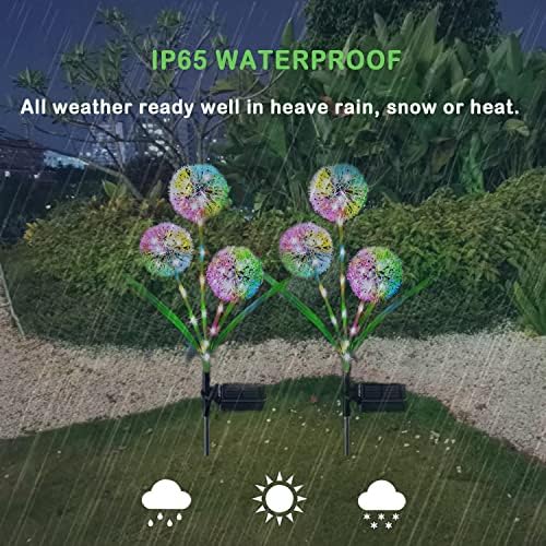 Solar Lights Outdoor Garden Decorative, EatronChoi Upgraded 2 Working Modes Waterproof Colorful Solar Dandelion Garden Lights for Patio, Yard, Lawn, Pathway, Wedding, Landscape Decor (2*36led)