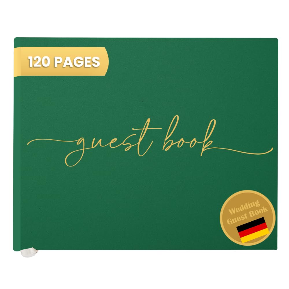 Plantvibes Wedding Guest Book, 120 Thick Pages that Prevent Ink from Bleeding Through, Modern Style with Golden Title