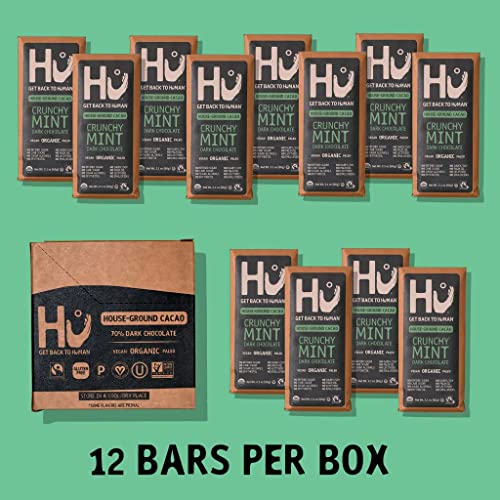 Hu Chocolate Bars | 12 Pack Crunchy Mint Chocolate | Natural Organic Vegan, Gluten Free, Paleo, Non Gmo, Fair Trade Dark Chocolate | 2.1Oz Each #TOP4