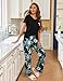 Ekouaer Pajama Sets for Women 2 Piece Short Sleeve Pj Sets With Long Printed Pants Sleepwear Casual Lounge Sets Black-blue flower XL