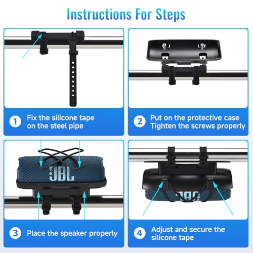 Xingsiyue Portable Mount for JBL Flip 7/6/5/4/3/Essential 2/Essential Bluetooth Speaker,Outdoor Handlebar Rail Adapter Bracket for Bicycle/Bike/Golf Cart/Boat Railing/Scooter - Image 3