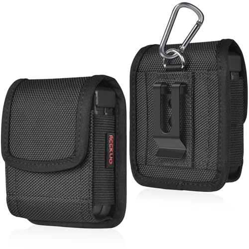 ACCKUO Holster Case with Belt Clip and Magnetic Closure Compatible with Samsung Galaxy Z flip 4/5/6, Nylon Cell Phone Pouch, Black