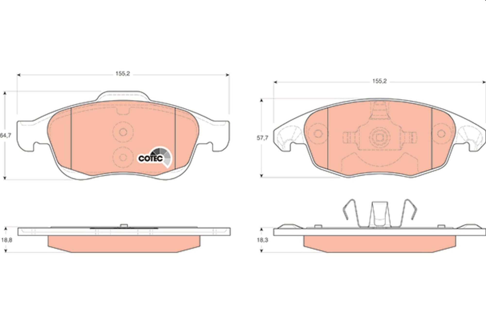 Image secondaire de TRW GDB1690 Kit De Plaquettes De Frein Frein à Disque COTEC pour Citroen C4 II (NC_) 2009 - Essieu Avant et autres véhicules