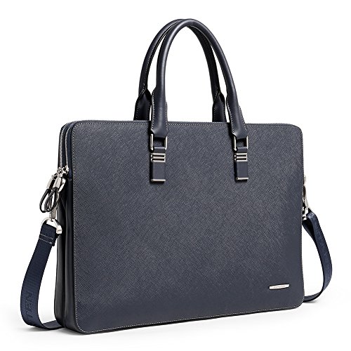 BOSTANTEN Leather Briefcase Slim Crossbody 15.6 inch Laptop Bag for Men & Women