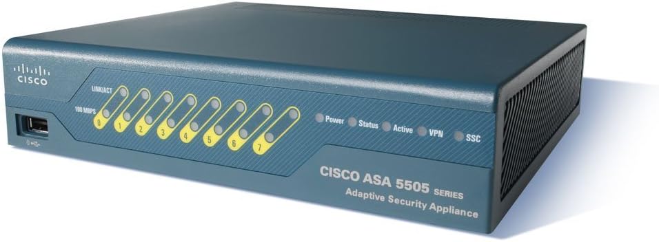 Cisco ASA5505-BUN-K9 ASA 5505 Firewall Edition Bundle - Security appliance - 8 ports - 10 users - 10Mb LAN, 100Mb LAN