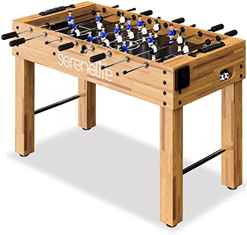 SereneLife 48in Competition Sized Foosball Table, Soccer for Home, Arcade Game Room, w/ 2 Balls, 2 Cup Holders 2x4ft for Man Cave or Basement - Standing or Tabletop