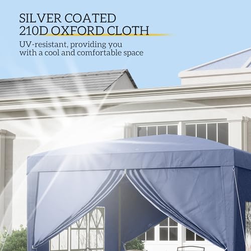 Outsunny 3 x 3(m) Pop Up Gazebo, Water and UV Resistant Party Tent Camping Canopy Marquee with Carry Bag, Blue - Image 5