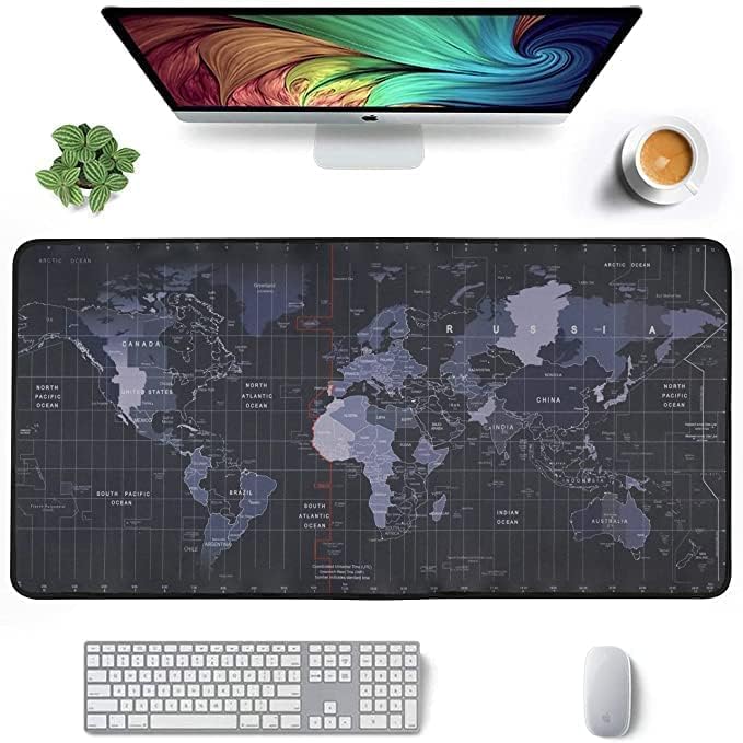 Image of World Map Extra Large Gaming Mouse Pad & Keyboard Desk Mat - 700x300mm, Anti-Slip Rubber Extended Mat for Computer, Laptop & PC
