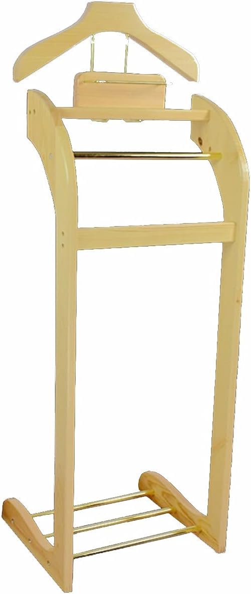 Coat Rack, Valet Stand Freestanding Suit Valet Stand Tie & Belt Hook and Shoe Rack Suit Valet Rack Stand Organizer Good for Both Living Room and Bed Room,Black-42 * 36 * 116cm,Wood Color-42*36*116cm